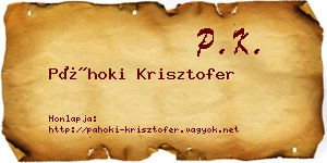 Páhoki Krisztofer névjegykártya